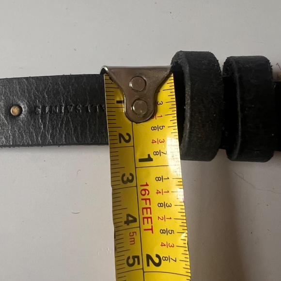 AllSaints Genuine Leather Belt Black Textured Studded Size Medium Made in Italy